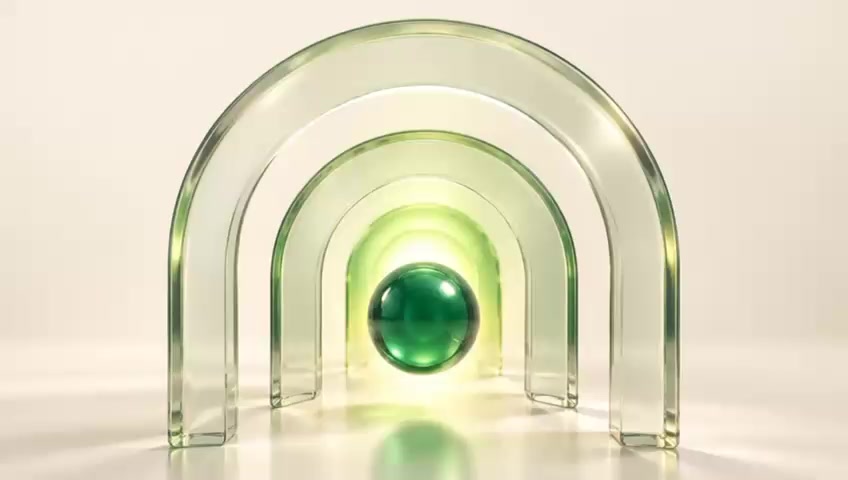 Arcos de cristal y esfera verde para campañas SEM